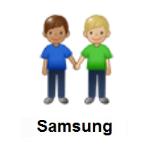 Men Holding Hands: Medium Skin Tone, Medium-Light Skin Tone on Samsung