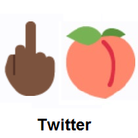 Middle Finger: Dark Skin Tone and Peach on Twitter Twemoji