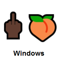 Middle Finger: Dark Skin Tone and Peach on Microsoft Windows