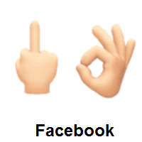 Middle Finger: Light Skin Tone and OK Hand: Light Skin Tone on Facebook