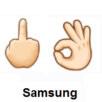 Middle Finger: Light Skin Tone and OK Hand: Light Skin Tone on Samsung