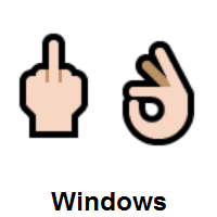Middle Finger: Light Skin Tone and OK Hand: Light Skin Tone on Microsoft Windows
