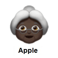 Old Woman: Dark Skin Tone on Apple iOS
