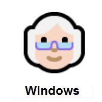 Old Woman: Light Skin Tone on Microsoft Windows