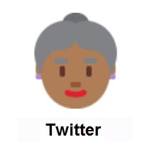 Old Woman: Medium-Dark Skin Tone on Twitter Twemoji