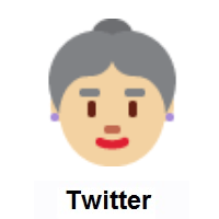 Old Woman: Medium-Light Skin Tone on Twitter Twemoji