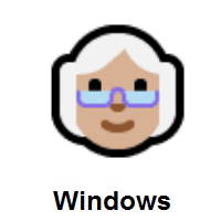 Old Woman: Medium-Light Skin Tone on Microsoft Windows
