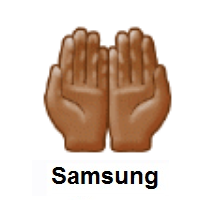 Palms Up Together: Medium-Dark Skin Tone on Samsung