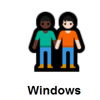People Holding Hands: Dark Skin Tone, Light Skin Tone on Microsoft Windows
