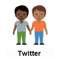 People Holding Hands: Dark Skin Tone, Medium-Dark Skin Tone on Twitter Twemoji