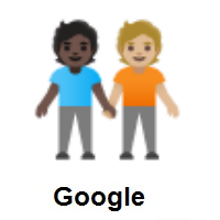 People Holding Hands: Dark Skin Tone, Medium-Light Skin Tone on Google Android