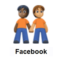 People Holding Hands: Dark Skin Tone, Medium Skin Tone on Facebook