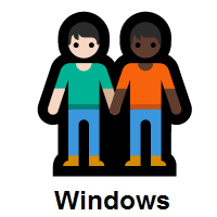 People Holding Hands: Light Skin Tone, Dark Skin Tone on Microsoft Windows