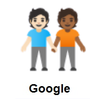 People Holding Hands: Light Skin Tone, Medium-Dark Skin Tone on Google Android