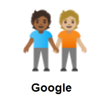People Holding Hands: Medium-Dark Skin Tone, Medium-Light Skin Tone on Google Android
