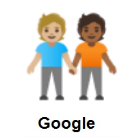 People Holding Hands: Medium-Light Skin Tone, Medium-Dark Skin Tone on Google Android