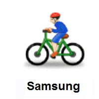 Person Biking: Light Skin Tone on Samsung