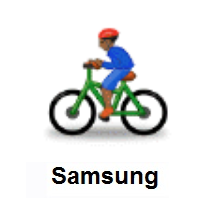 Person Biking: Medium-Dark Skin Tone on Samsung