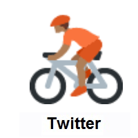 Person Biking: Medium-Dark Skin Tone on Twitter Twemoji