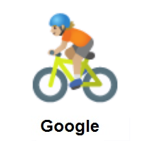 Person Biking: Medium-Light Skin Tone on Google Android