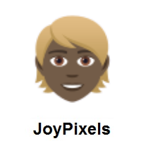 Person: Blond Hair: Dark Skin Tone on JoyPixels