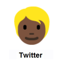 Person: Blond Hair: Dark Skin Tone on Twitter Twemoji