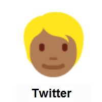 Person: Blond Hair: Medium-Dark Skin Tone on Twitter Twemoji