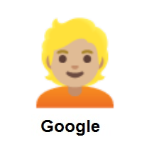 Person: Blond Hair: Medium-Light Skin Tone on Google Android