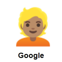 Person: Blond Hair: Medium Skin Tone on Google Android