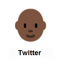 Person: Dark Skin Tone, Bald on Twitter Twemoji