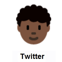Person: Dark Skin Tone, Curly Hair on Twitter Twemoji