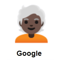 Person: Dark Skin Tone, White Hair on Google Android