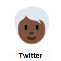 Person: Dark Skin Tone, White Hair on Twitter Twemoji
