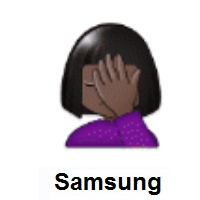Person Facepalming: Dark Skin Tone on Samsung