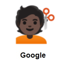Person Getting Haircut: Dark Skin Tone on Google Android