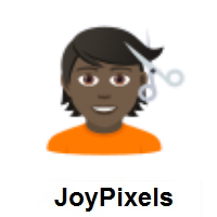 Person Getting Haircut: Dark Skin Tone on JoyPixels