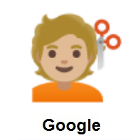 Person Getting Haircut: Medium-Light Skin Tone on Google Android
