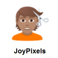 Person Getting Haircut: Medium Skin Tone on JoyPixels