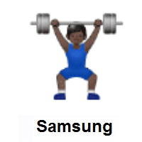Person Lifting Weights: Dark Skin Tone on Samsung