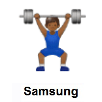 Person Lifting Weights: Medium-Dark Skin Tone on Samsung