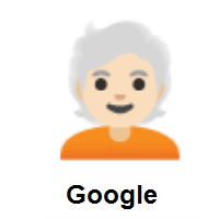 Person: Light Skin Tone, White Hair on Google Android