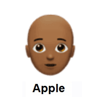 Person: Medium-Dark Skin Tone, Bald on Apple iOS