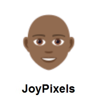 Person: Medium-Dark Skin Tone, Bald on JoyPixels