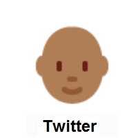 Person: Medium-Dark Skin Tone, Bald on Twitter Twemoji
