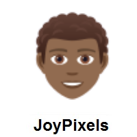 Person: Medium-Dark Skin Tone, Curly Hair on JoyPixels