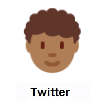 Person: Medium-Dark Skin Tone, Curly Hair on Twitter Twemoji