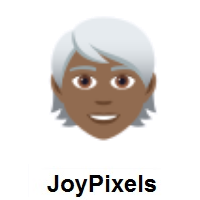 Person: Medium-Dark Skin Tone, White Hair on JoyPixels