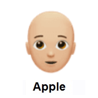 Person: Medium-Light Skin Tone, Bald on Apple iOS