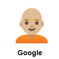 Person: Medium-Light Skin Tone, Bald on Google Android