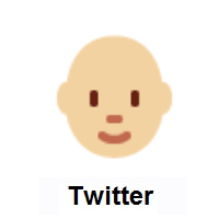 Person: Medium-Light Skin Tone, Bald on Twitter Twemoji